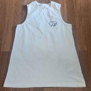 Ivory Ella Womens White Organic Cotton Floral Elephant Graphic Muscle Tank M 392